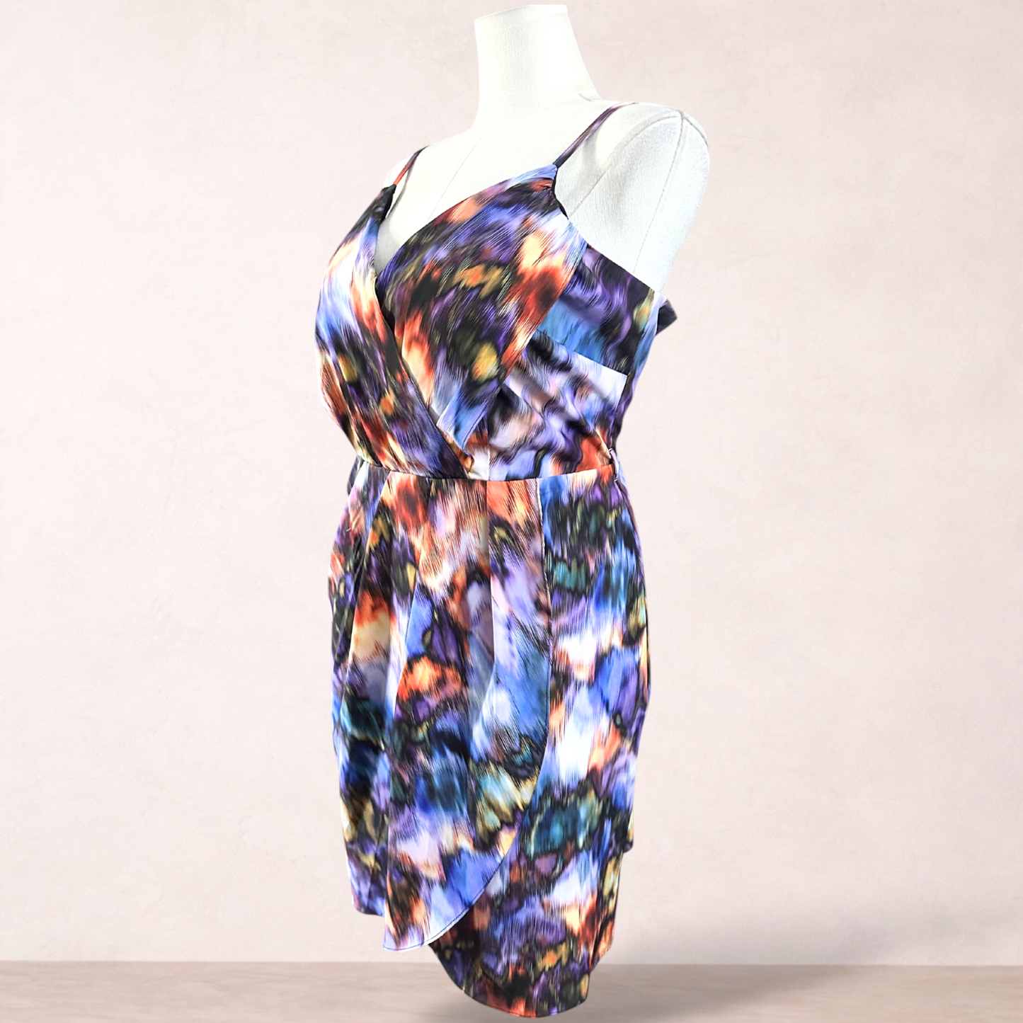 City Chic Watercolour Print Dress | Plus Size M/18