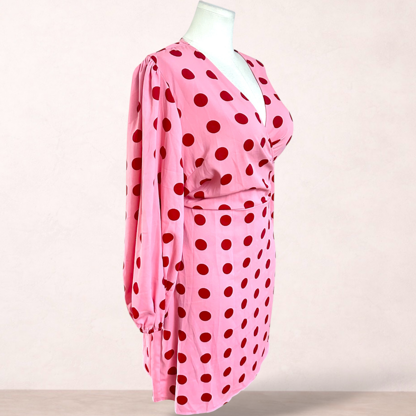 Glamorous Curve Pink Polka Dot Wrap Dress | Plus Size 24