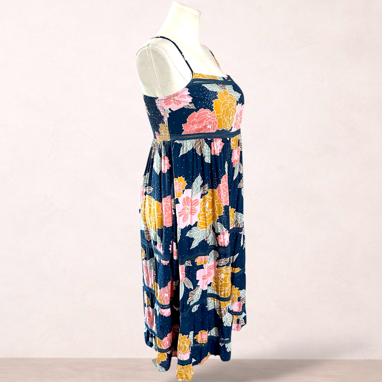 Jaase Blue Floral Midi Dress | Size XL/16