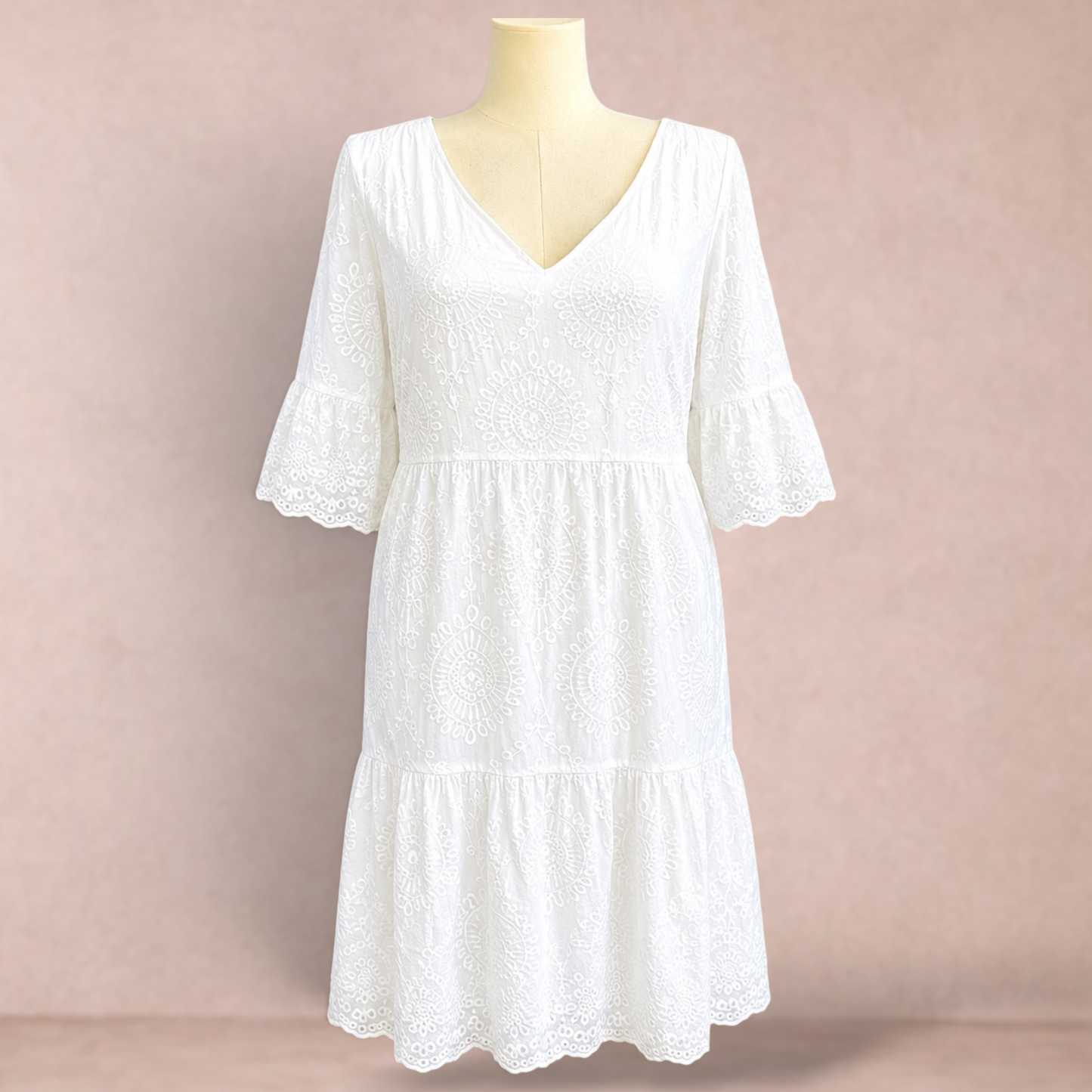 Autograph White Broderie Boho Dress | Plus Size 20