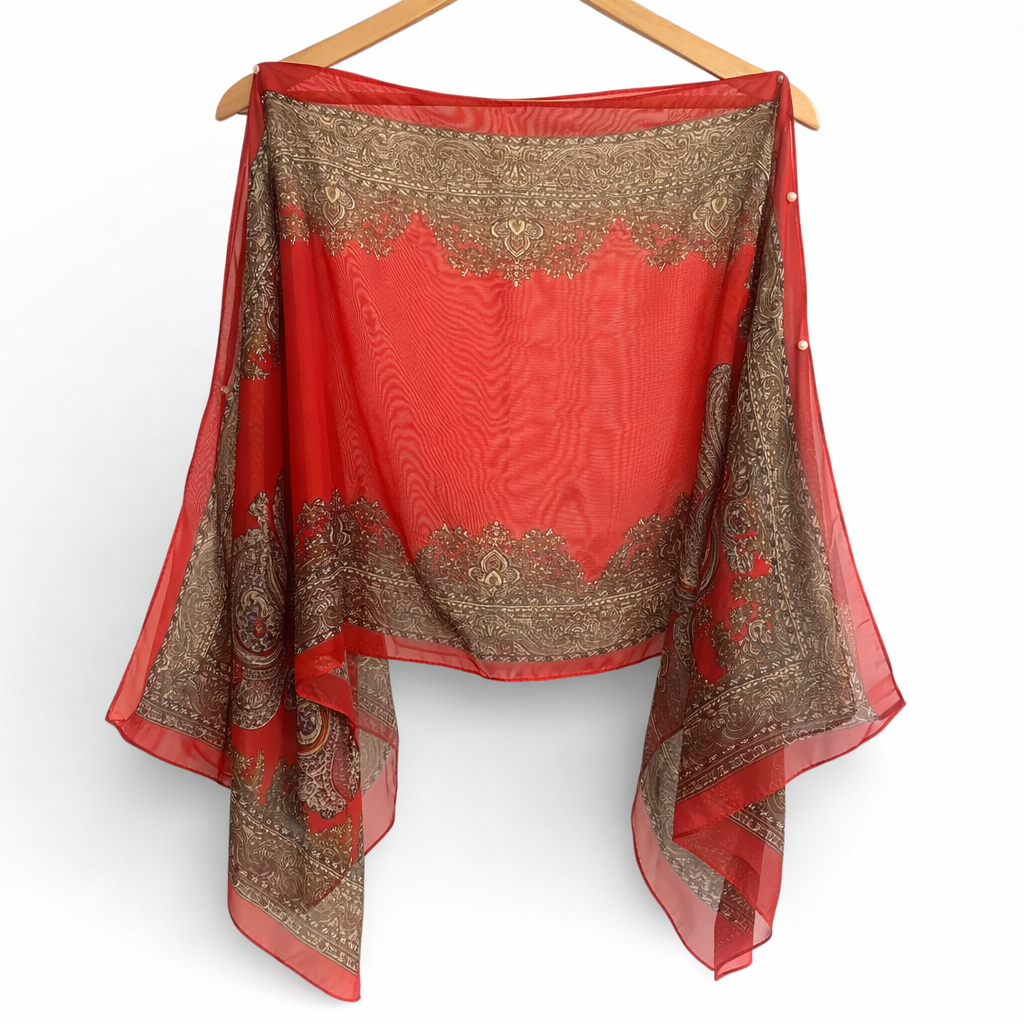 Pearl Beaded Sheer Kimono Shawl | Free Size 14–22