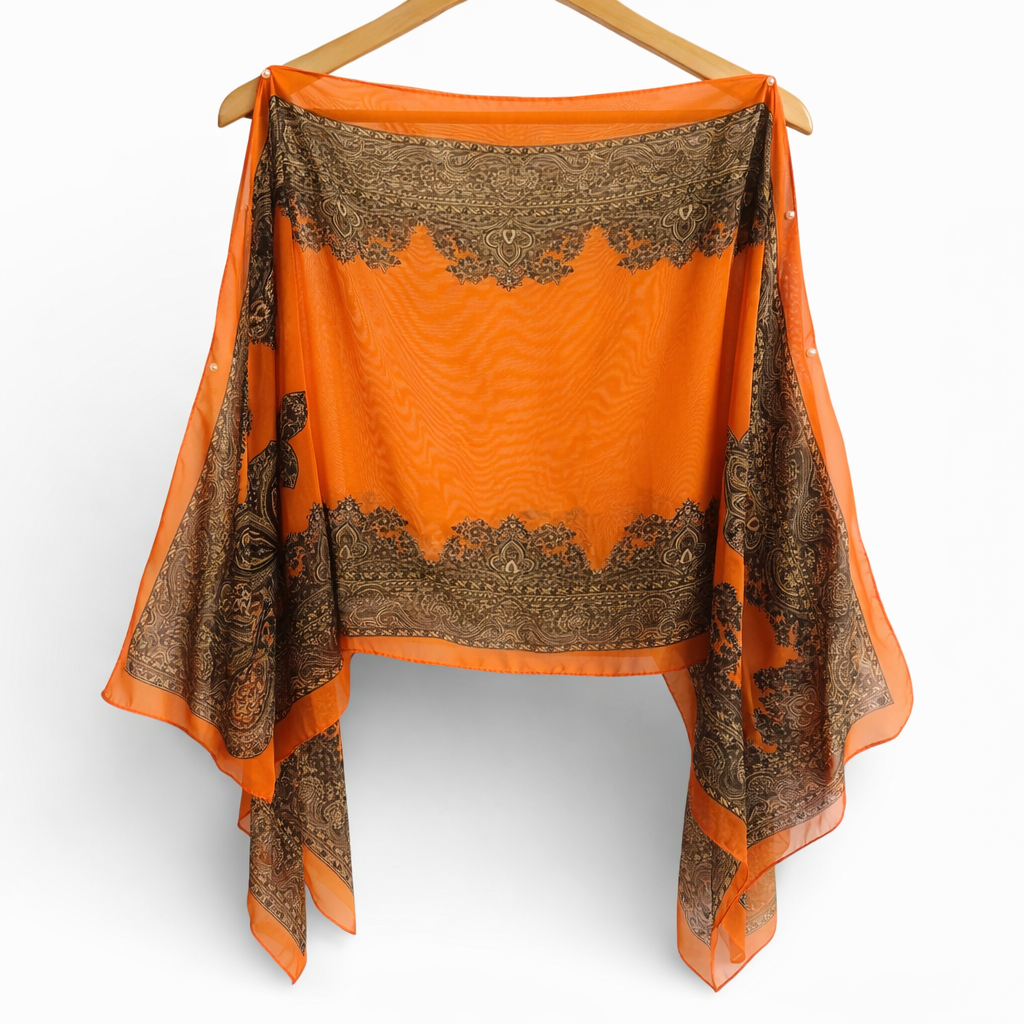 Pearl Beaded Sheer Kimono Shawl | Free Size 14–22