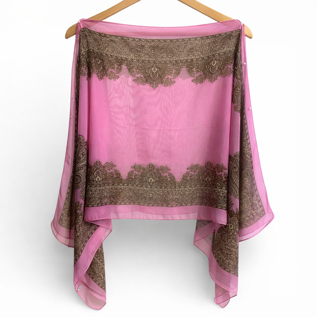 Pearl Beaded Sheer Kimono Shawl | Free Size 14–22