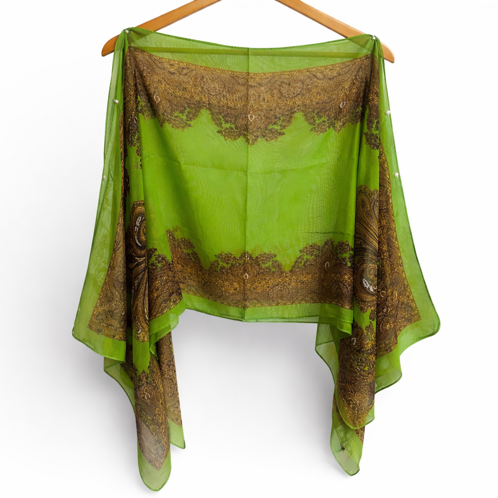 Pearl Beaded Sheer Kimono Shawl | Free Size 14–22