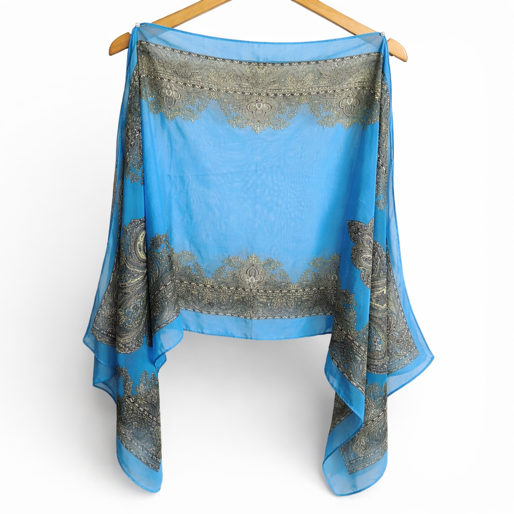 Pearl Beaded Sheer Kimono Shawl | Free Size 14–22