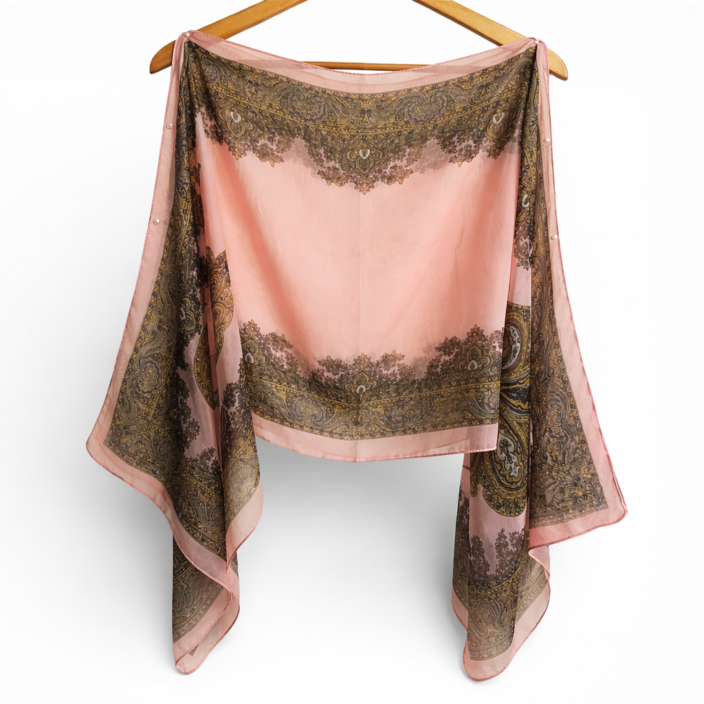 Pearl Beaded Sheer Kimono Shawl | Free Size 14–22