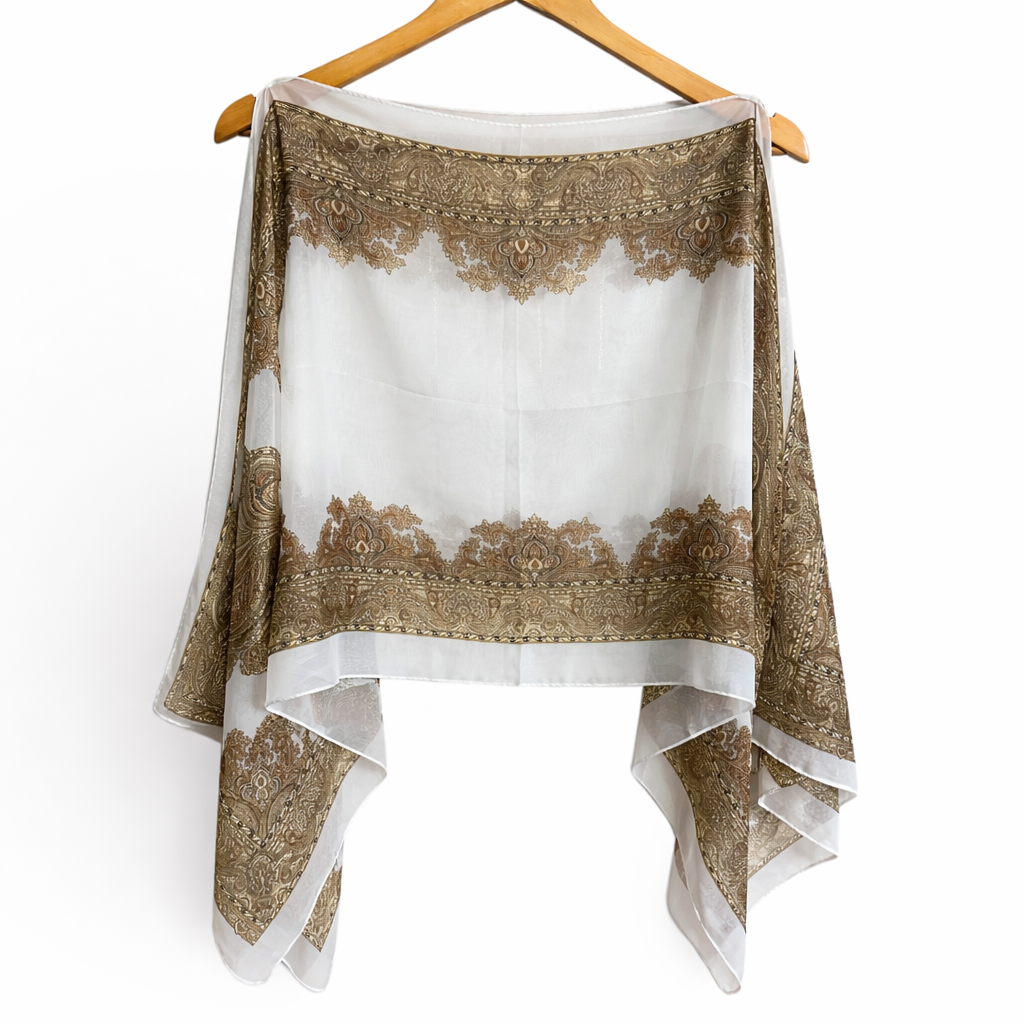 Pearl Beaded Sheer Kimono Shawl | Free Size 14–22