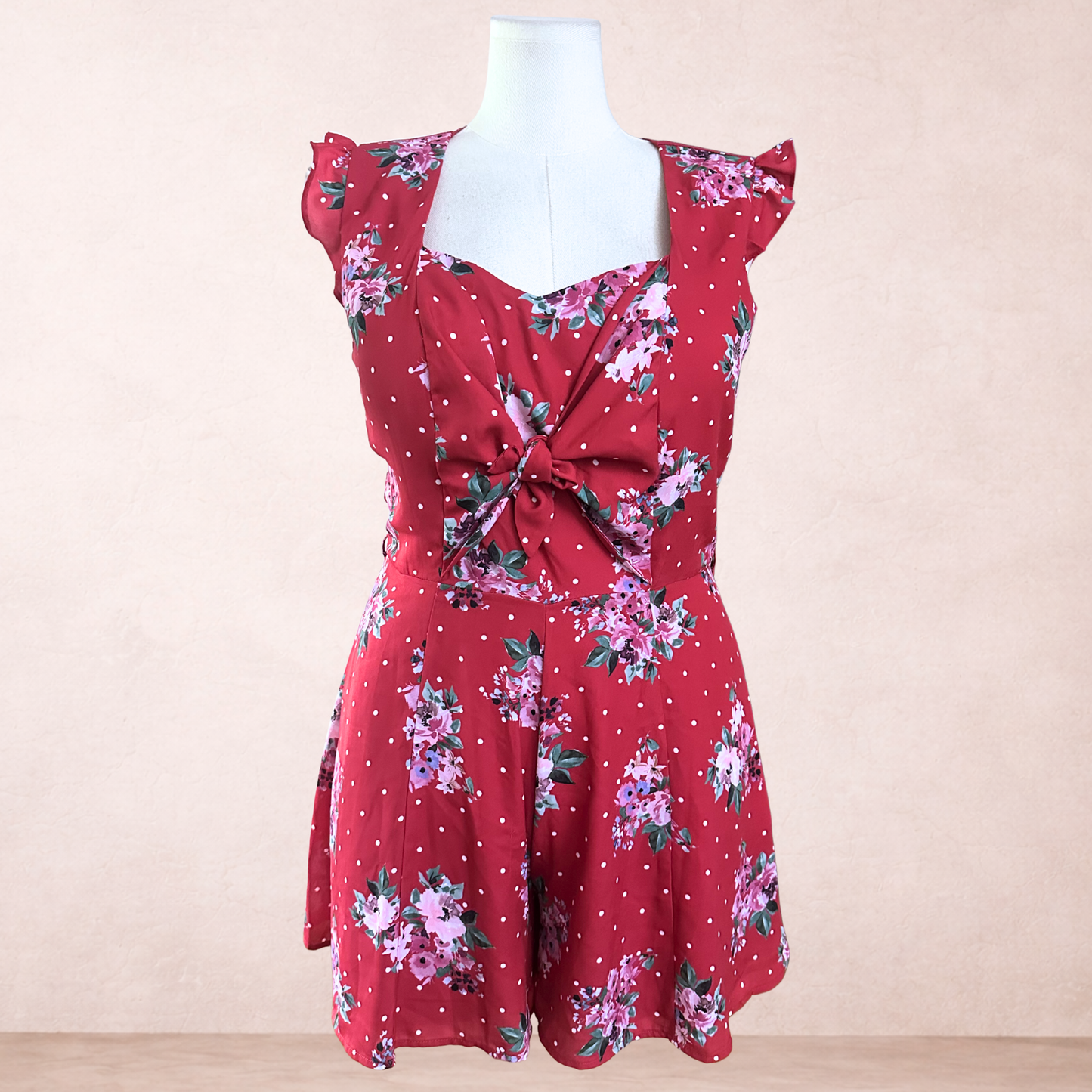 Review Red Floral Playsuit | Size 14