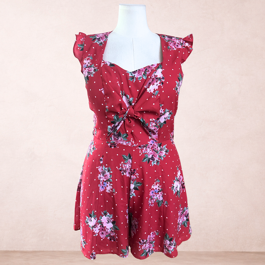 Review Red Floral Playsuit | Size 14