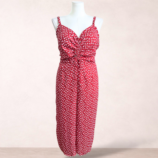 Crossroads Red Floral Wide Leg Jumpsuit | Size 18