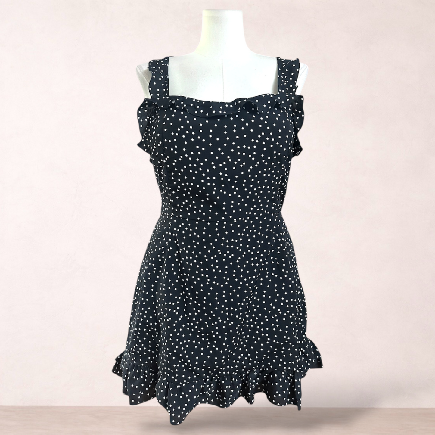 Showpo Black Polka Dot Dress | Size 18