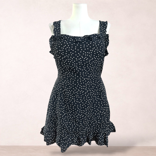 Showpo Black Polka Dot Dress | Size 18