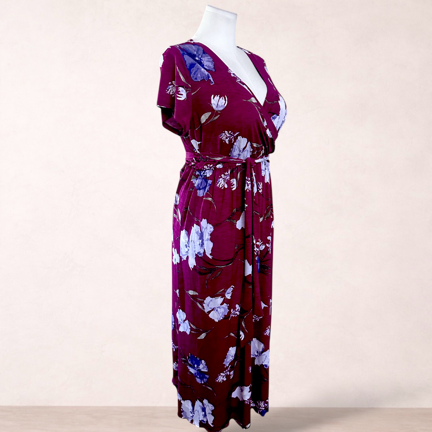 Pink Blush Berry Floral Maxi Dress | Size 2XL 16
