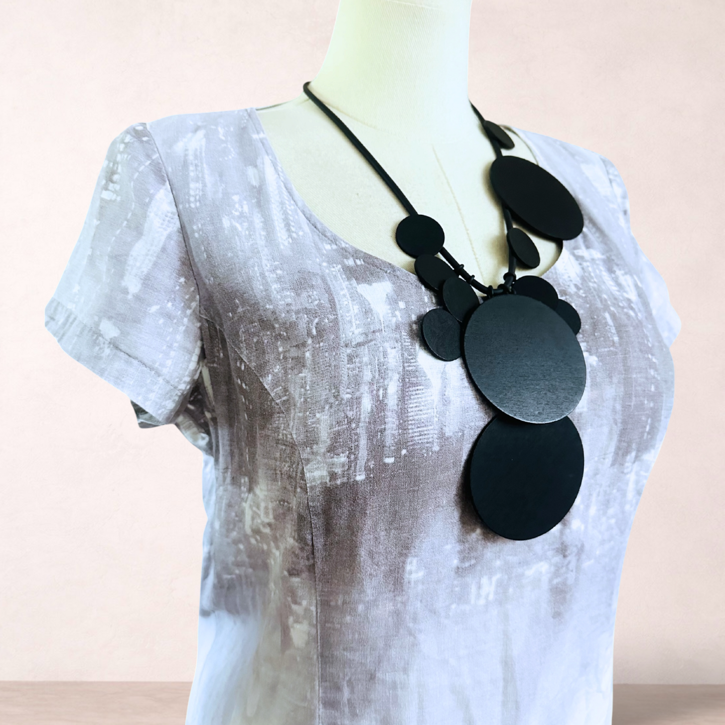 Vertice NZ Linen Soft Grey & White Dress | Size 16