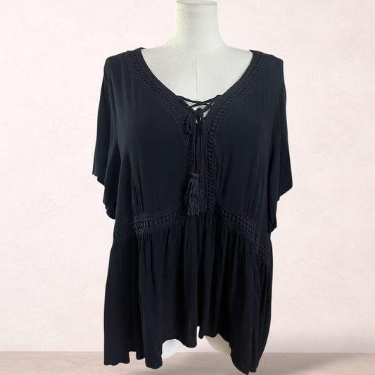 Beme Black Boho Tassel Top | Plus Size 22 | New with tags