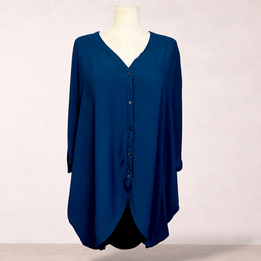 Sara Navy Blue Oversized Tunic | Plus Size 22