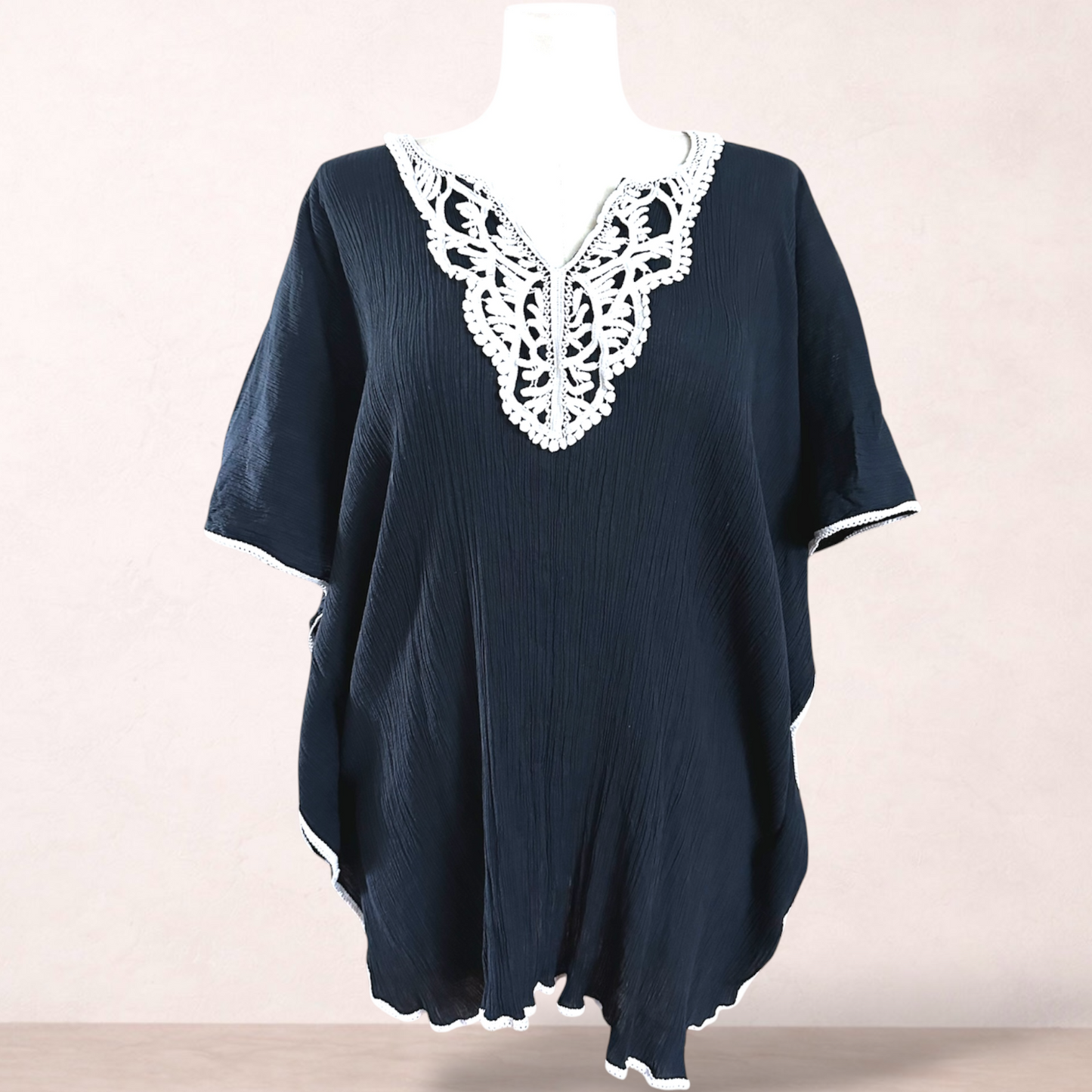 Dale & Waters Navy Kaftan Top | Plus Size 24