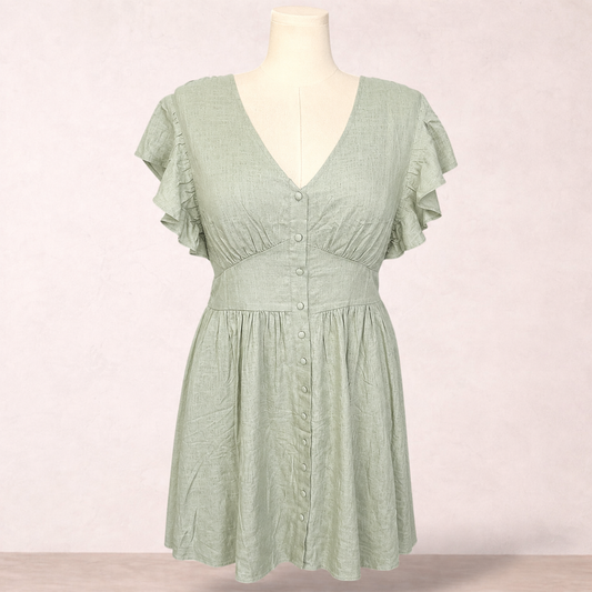 Dotti Sage Green Linen Blend Dress | Size 18 | New with tags