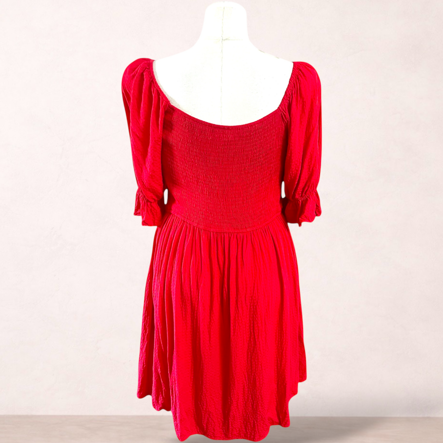 Orange Sherbet Red Cotton Dress | Size 18