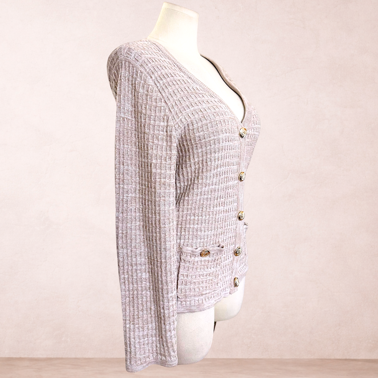 Suzanne Grae Beige 100% Cotton Cardigan | Size XL/16
