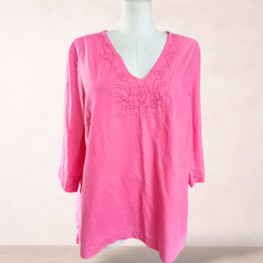 Autograph Pink Embroidered Top | Plus Size 20