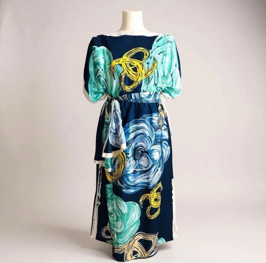 Luxe Silk Feel Resort Maxi Kaftan Dress | Midnight Rose Print | Size 14–20