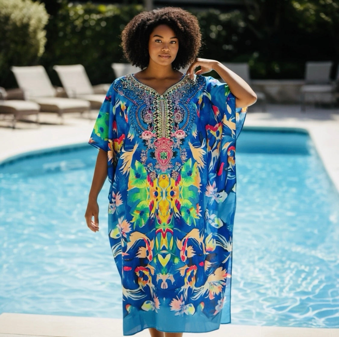Sapphire Jaipur Embellished Kaftan | Fits 16–24
