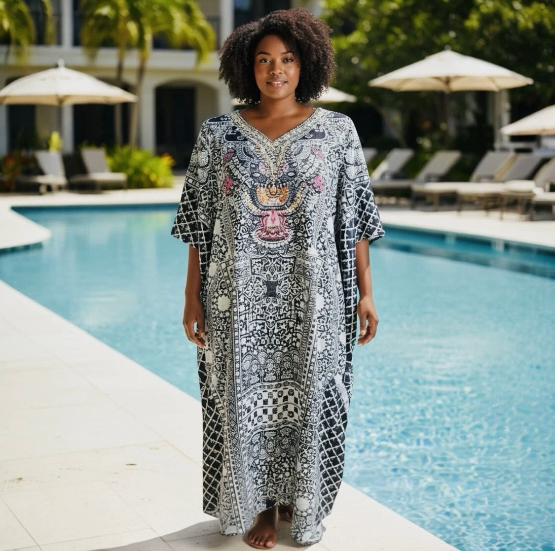 Moonlit Udaipur Embellished Kaftan | Fits 16–24