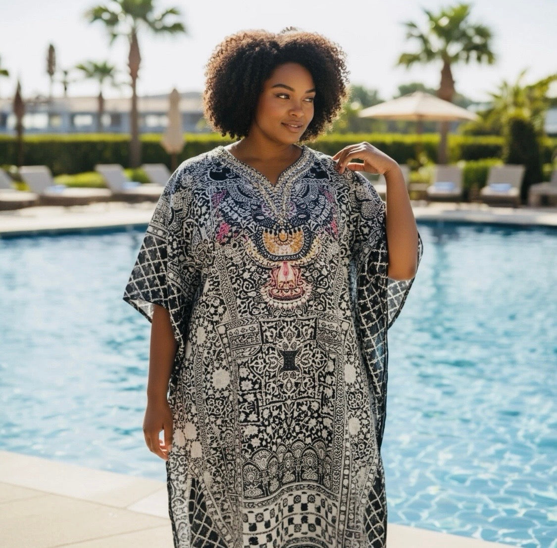 Moonlit Udaipur Embellished Kaftan | Fits 16–24