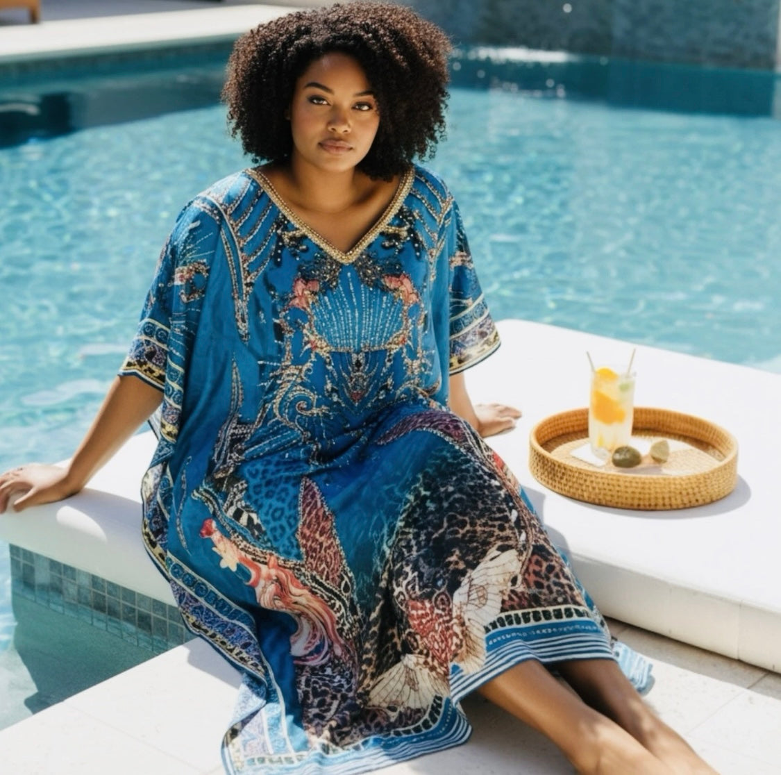 Panther Mahal Embellished Kaftan | Fits 16–24