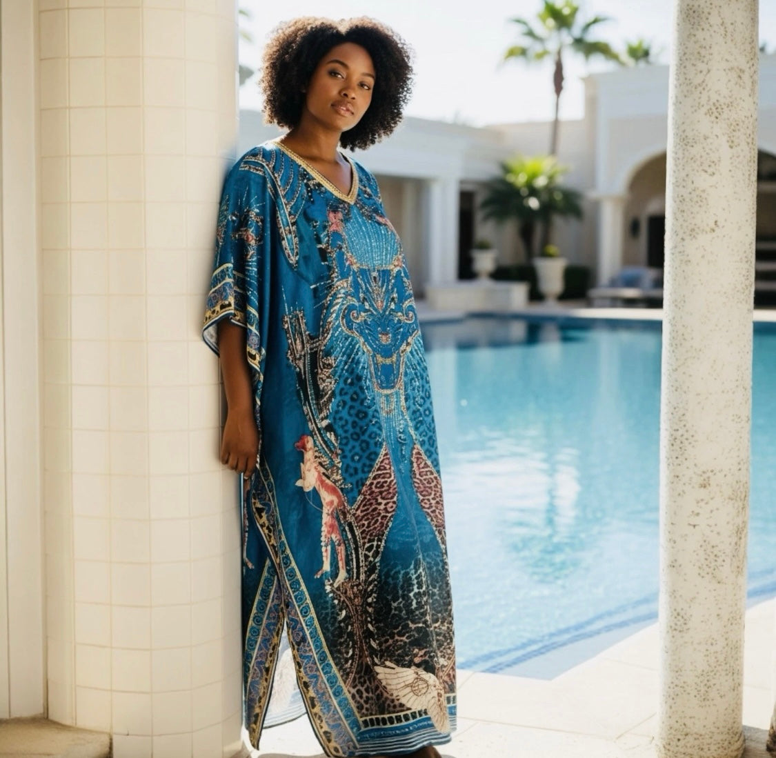 Panther Mahal Embellished Kaftan | Fits 16–24