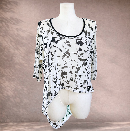 Taking Shape Mesh Print Drape Layering Top | Plus Size XXS 12