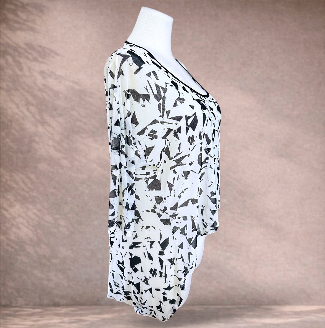 Taking Shape Mesh Print Drape Layering Top | Plus Size XXS 12