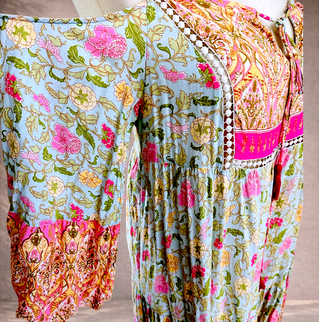Rusttydustyy Blue Floral Boho Dress | Size 1XL/16