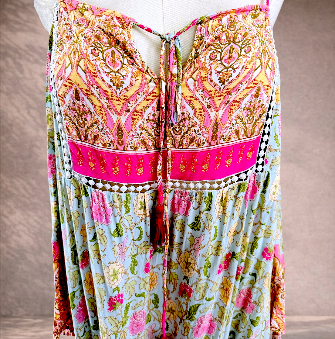 Rusttydustyy Blue Floral Boho Dress | Size 1XL/16