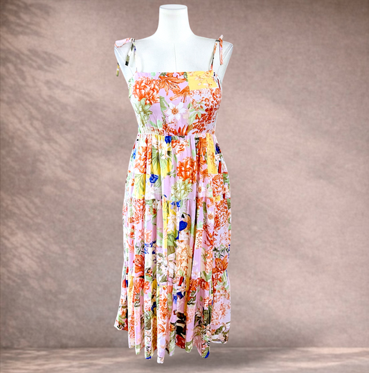 Spicy Sugar Pink Floral Midi Dress | Size 16 | New with tags