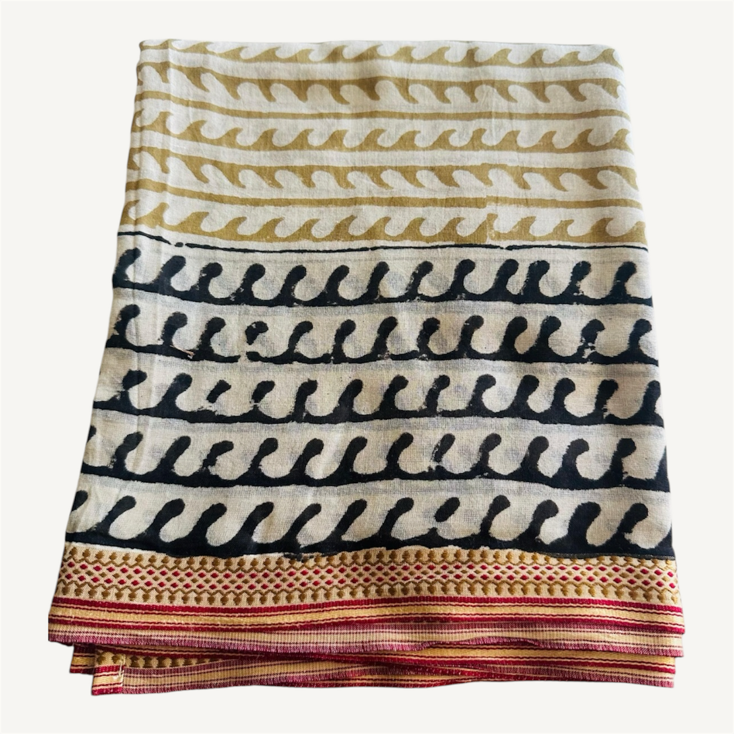 Sahara Kalamkari Sarong | Cotton Voile | Vintage Silk Trim