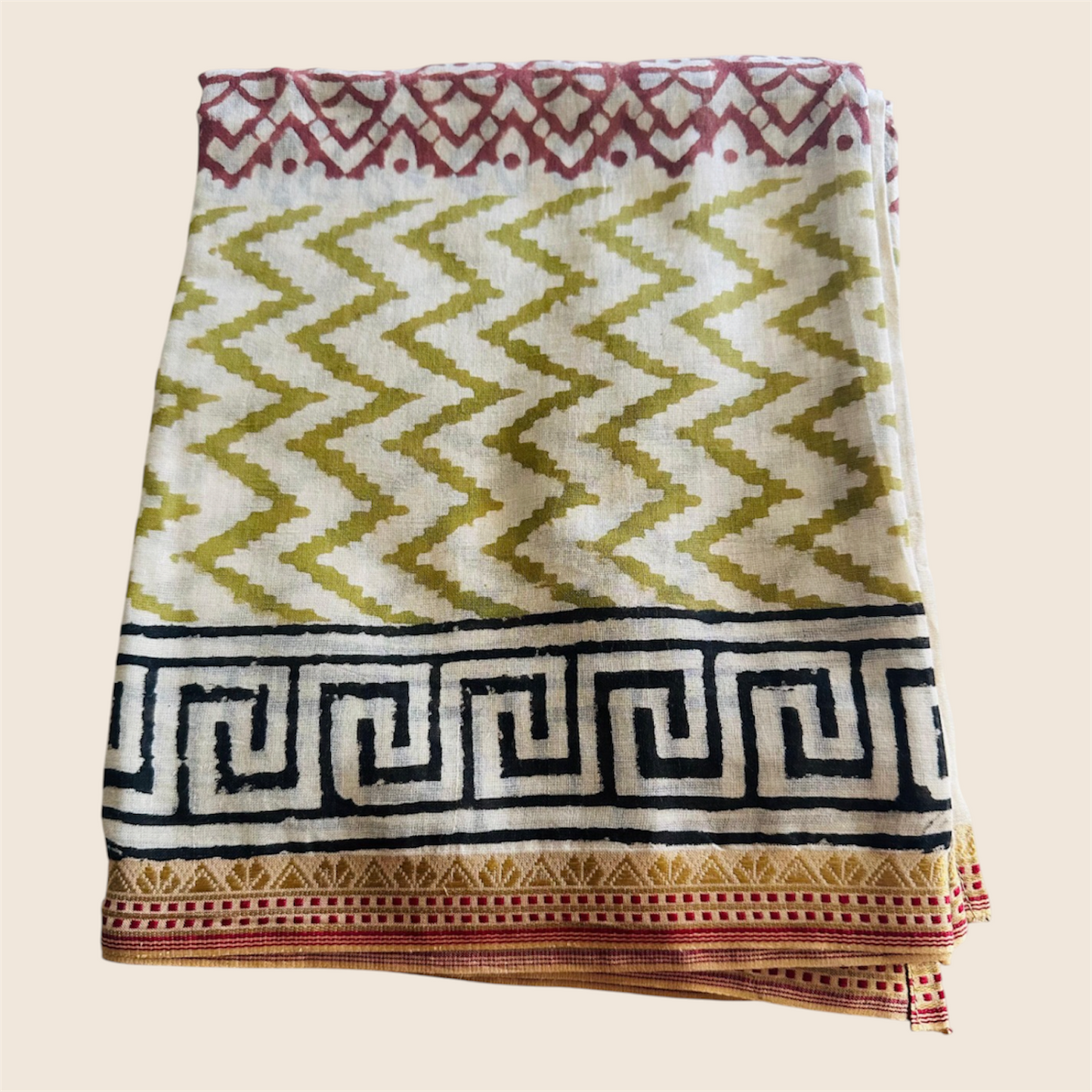 Ishani Kalamkari Sarong | Cotton Voile | Vintage Silk Trim