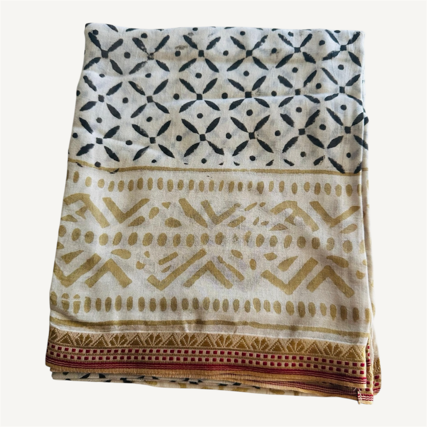 Amara Kalamkari Sarong | Cotton Voile | Vintage Silk Trim