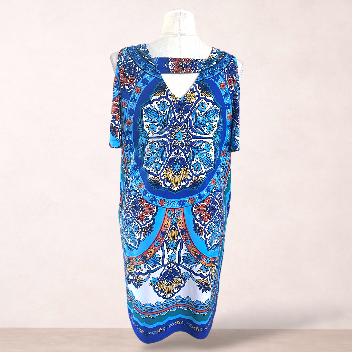 Crossroads Blue Boho Cold Shoulder Dress | Size 18