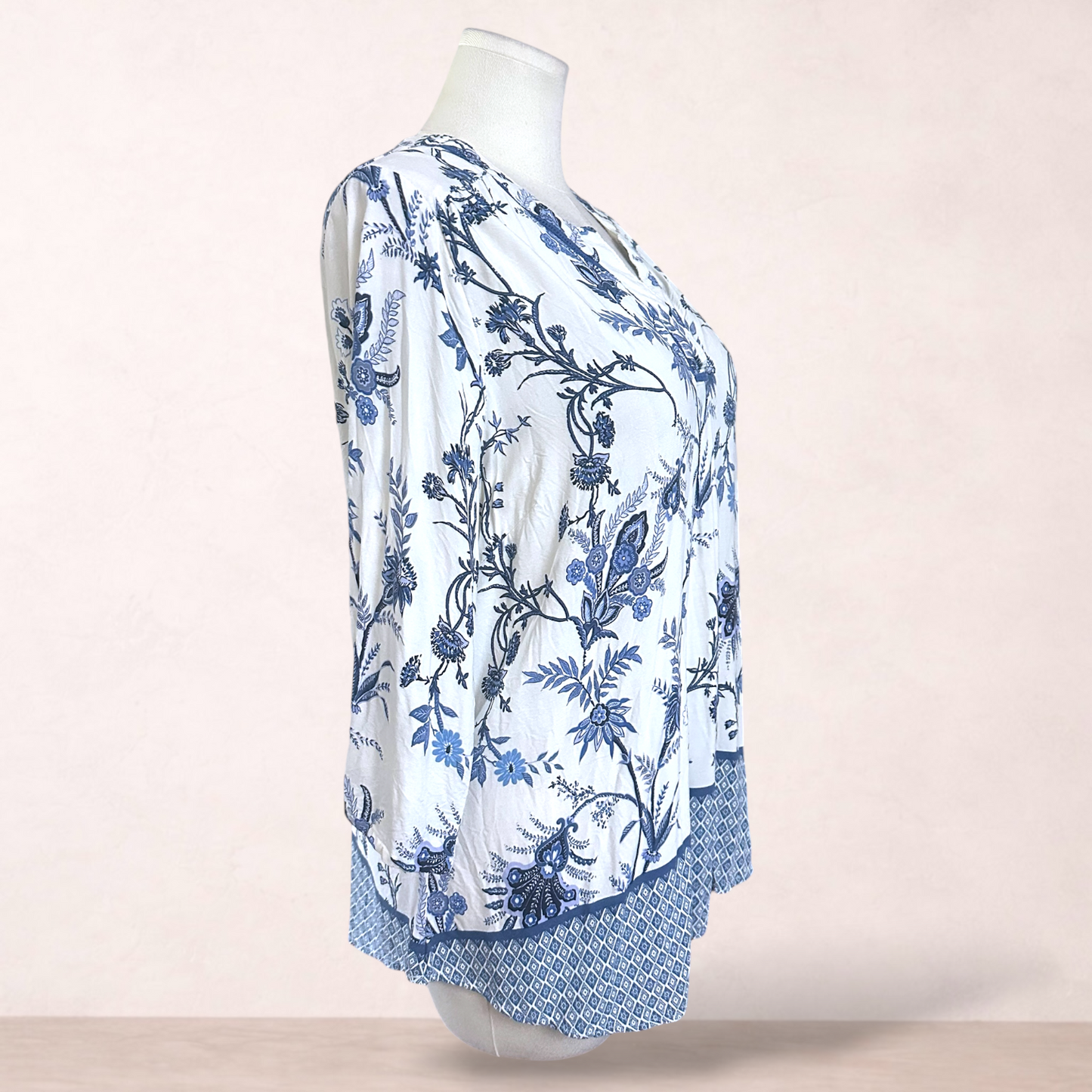 Millers Ivory & Blue Boho Top | Size 20