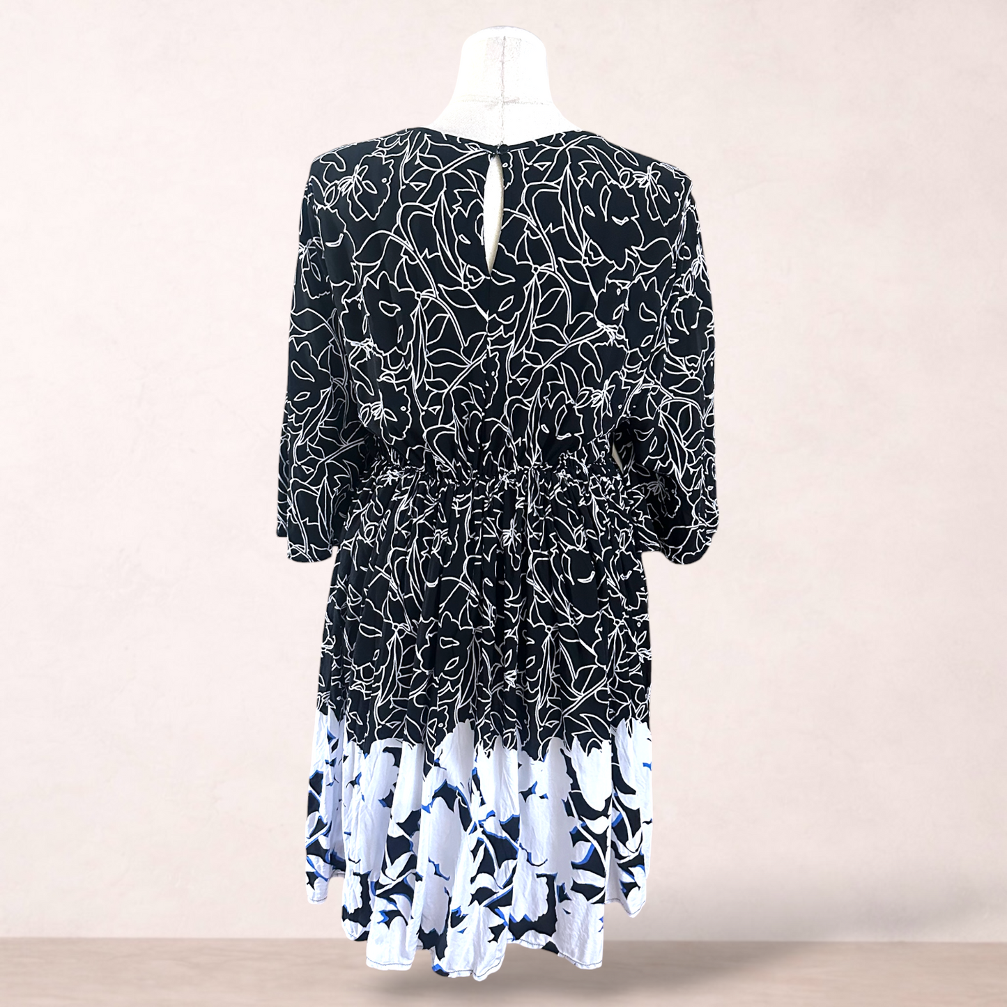 Avella Black & White Floral Print Dress | Plus Size 20
