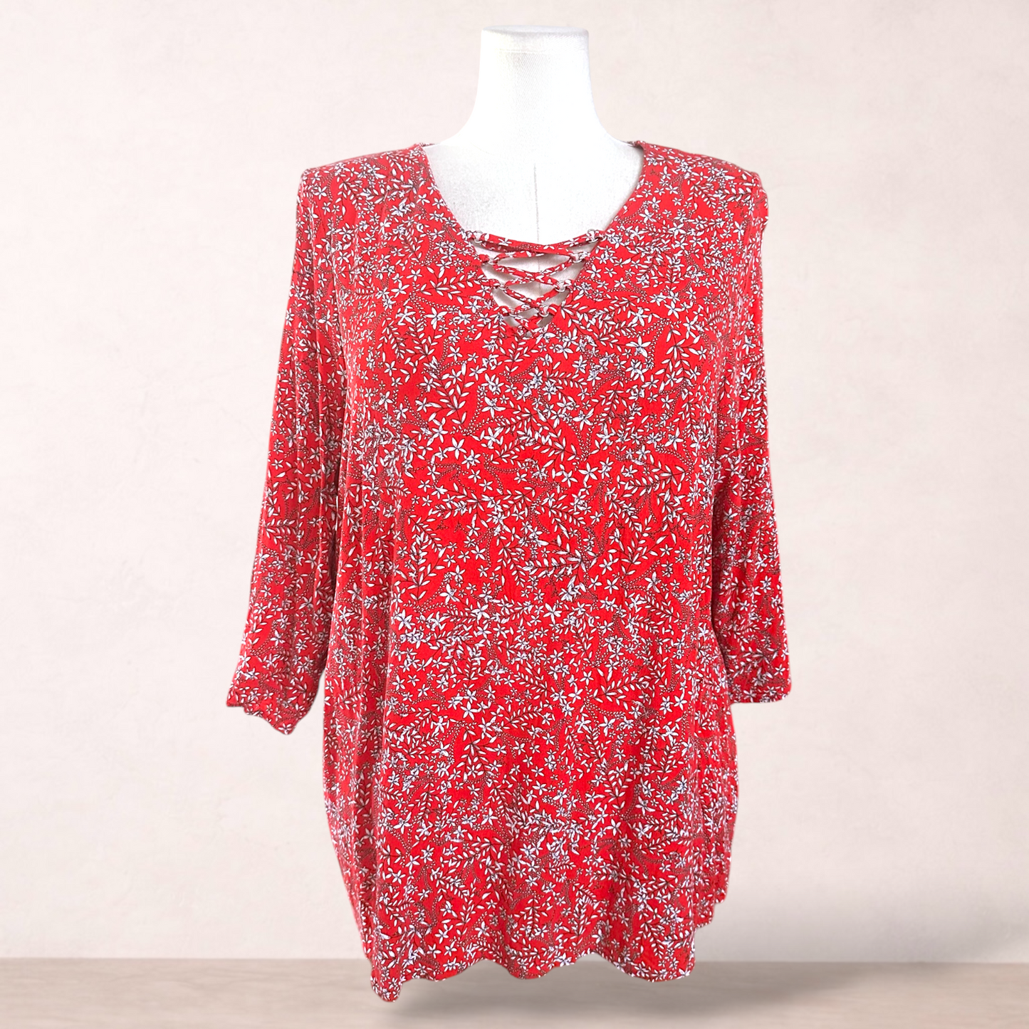 Beme Red Floral Tunic Top | Plus Size 20