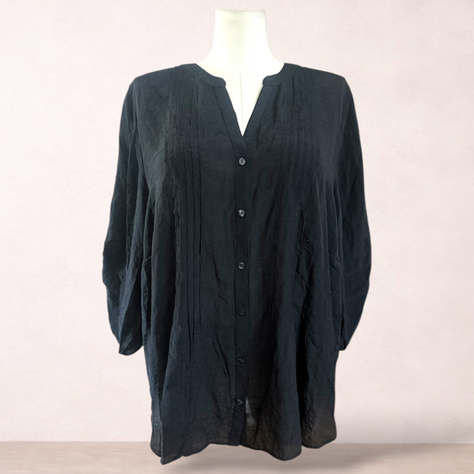Avella Black Ruched Sleeve Tunic | Plus Size 26 | New with tags
