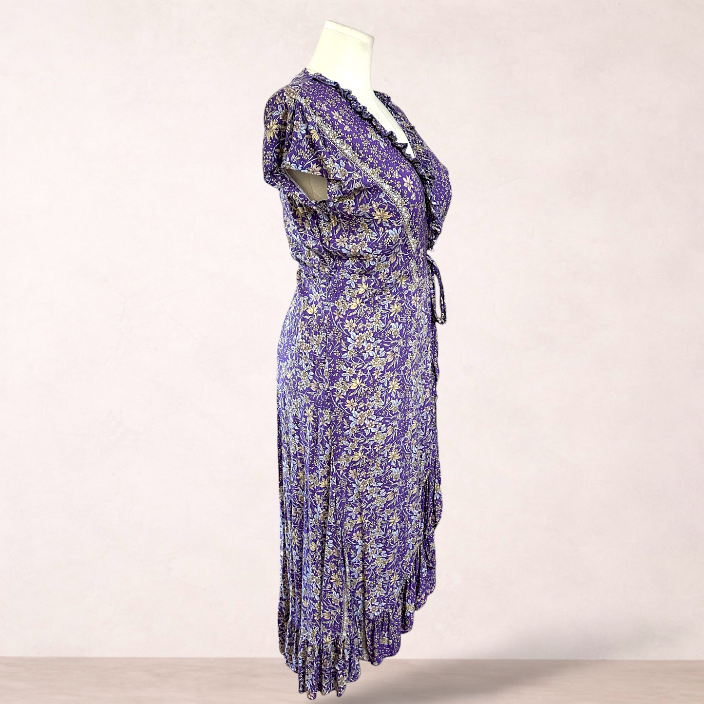 Suka Designs Australia Purple Boho Wrap Dress | Size L/XL