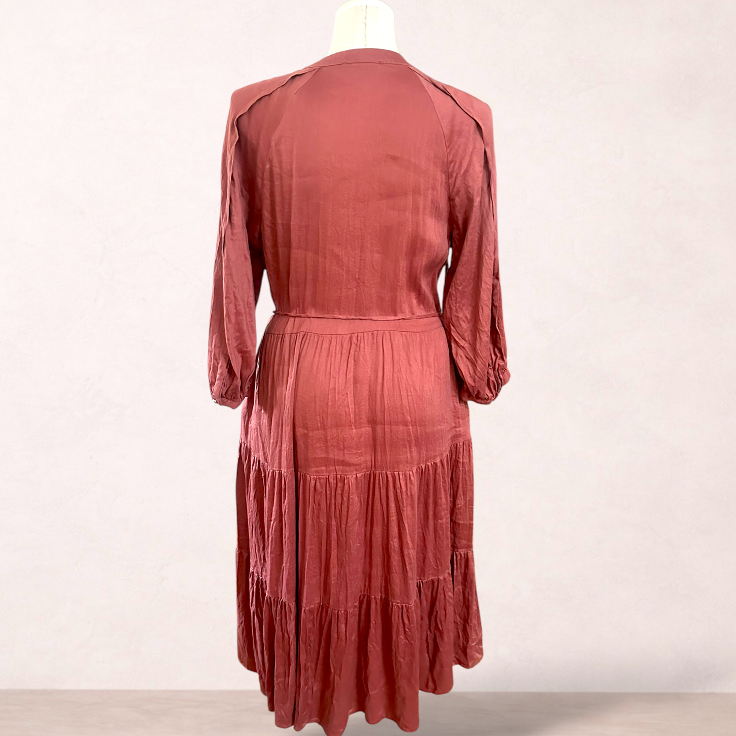 Basque Rust Linen Blend Midi Dress | Size 18
