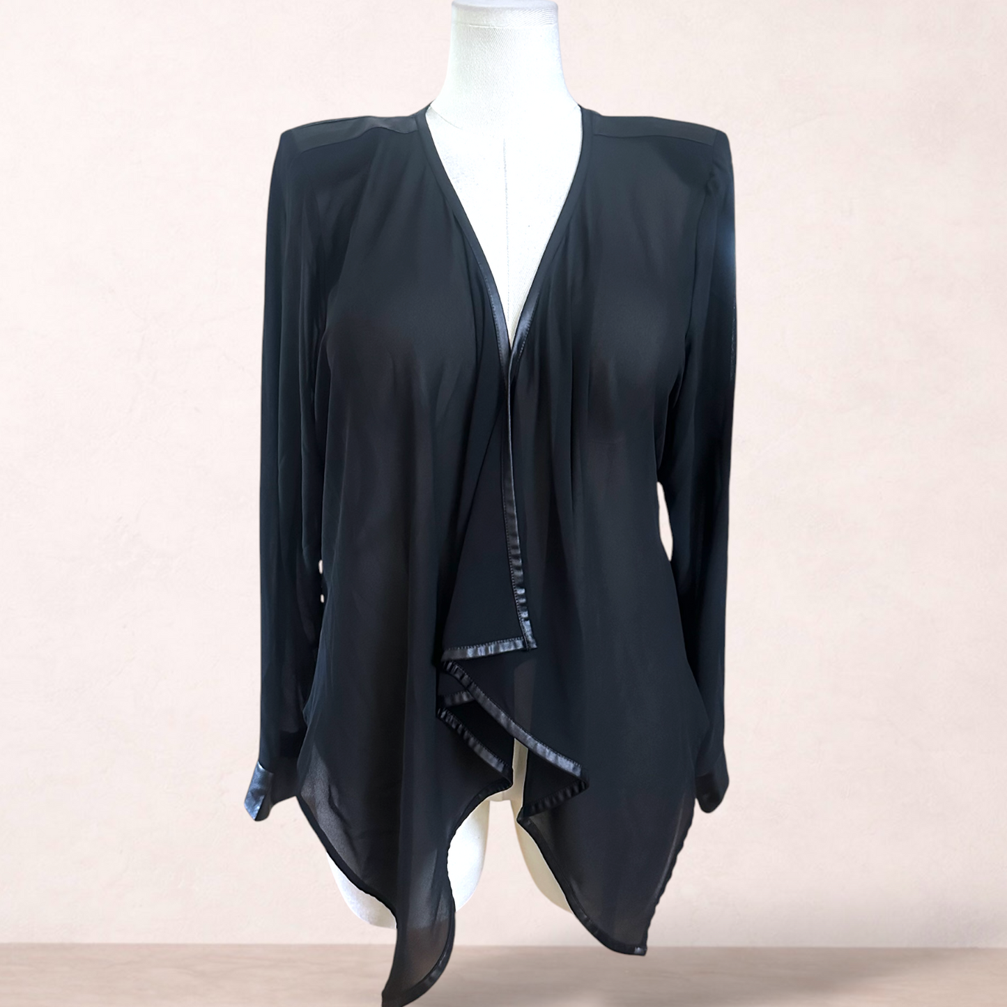 City Chic Black Chiffon Jacket | Plus Size M/18