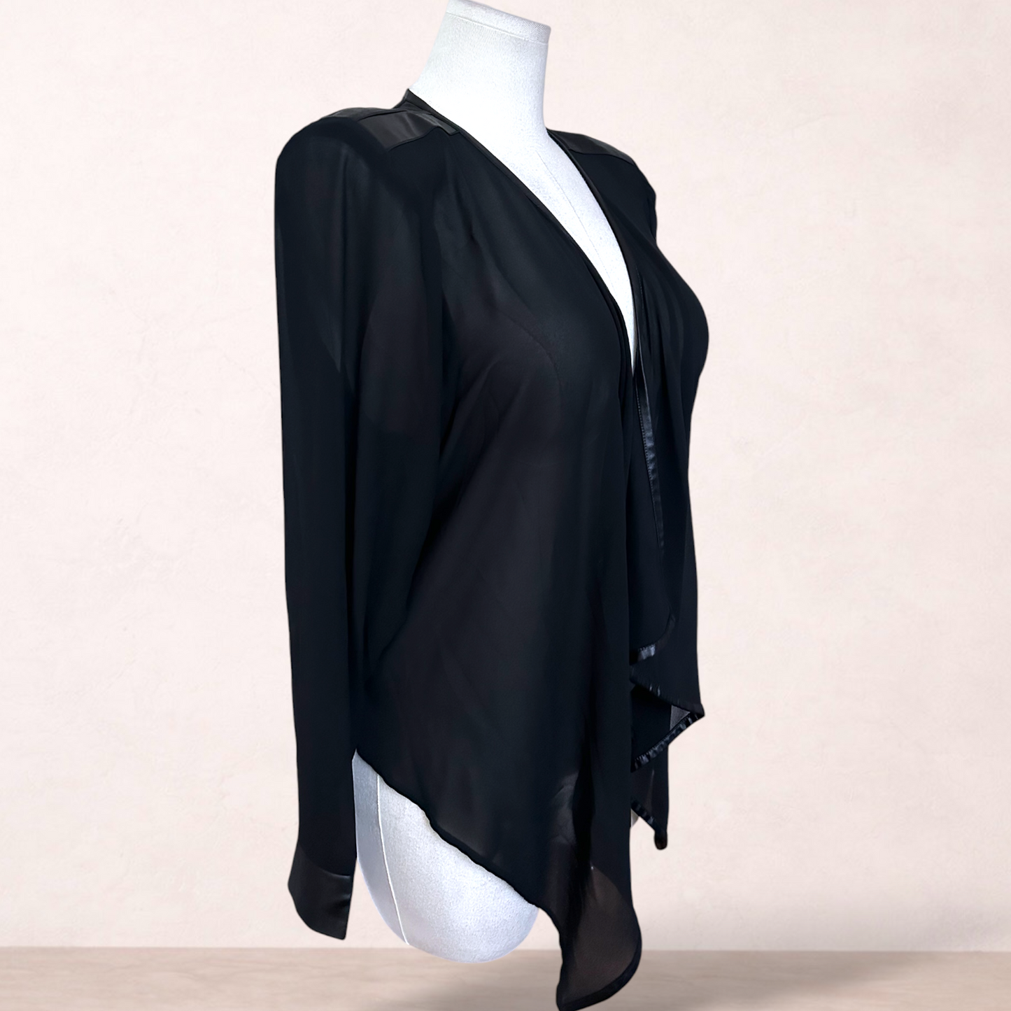 City Chic Black Chiffon Jacket | Plus Size M/18