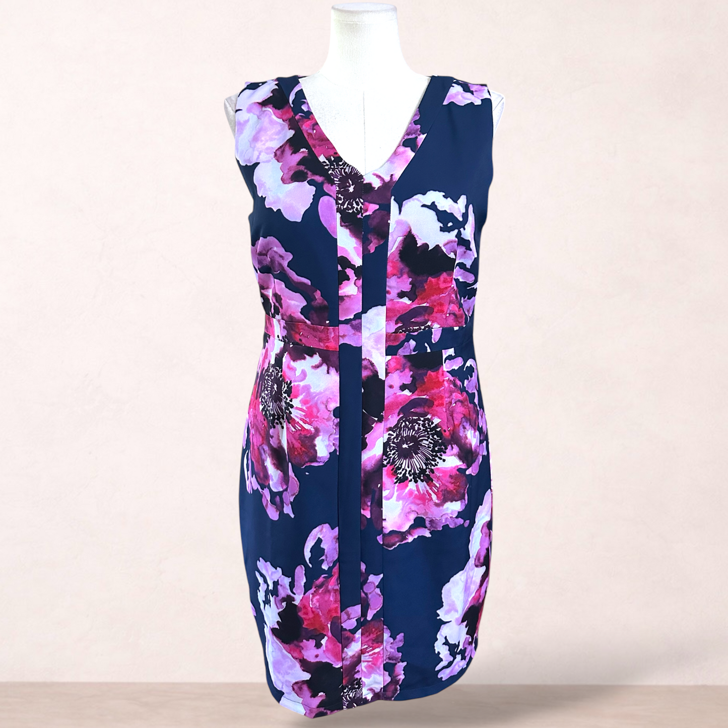 Liz Jordan Navy Floral Dress | Size 16