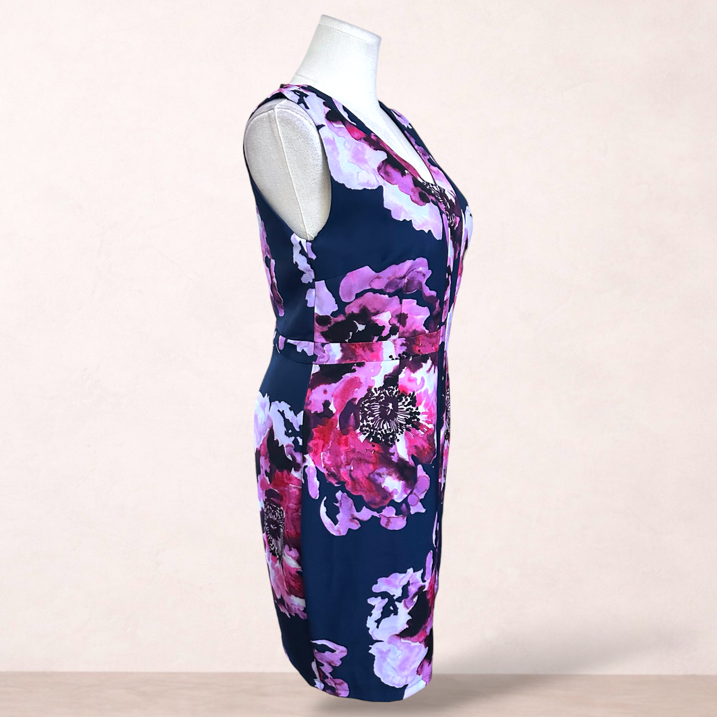 Liz Jordan Navy Floral Dress | Size 16